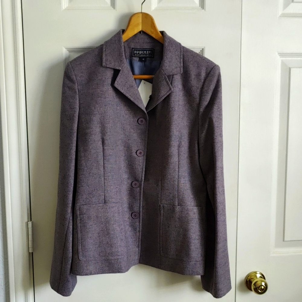 Women's Size 12 Completely New Lilac Harold's Wool Blazer